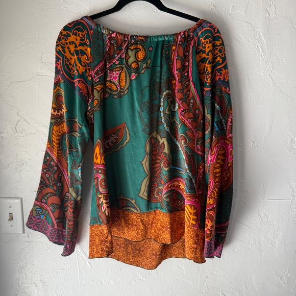 Hale Bob Silk Blend Bohemian Paisley Print Long Sleeve Blouse Top Women's Silk S - Picture 8 of 8